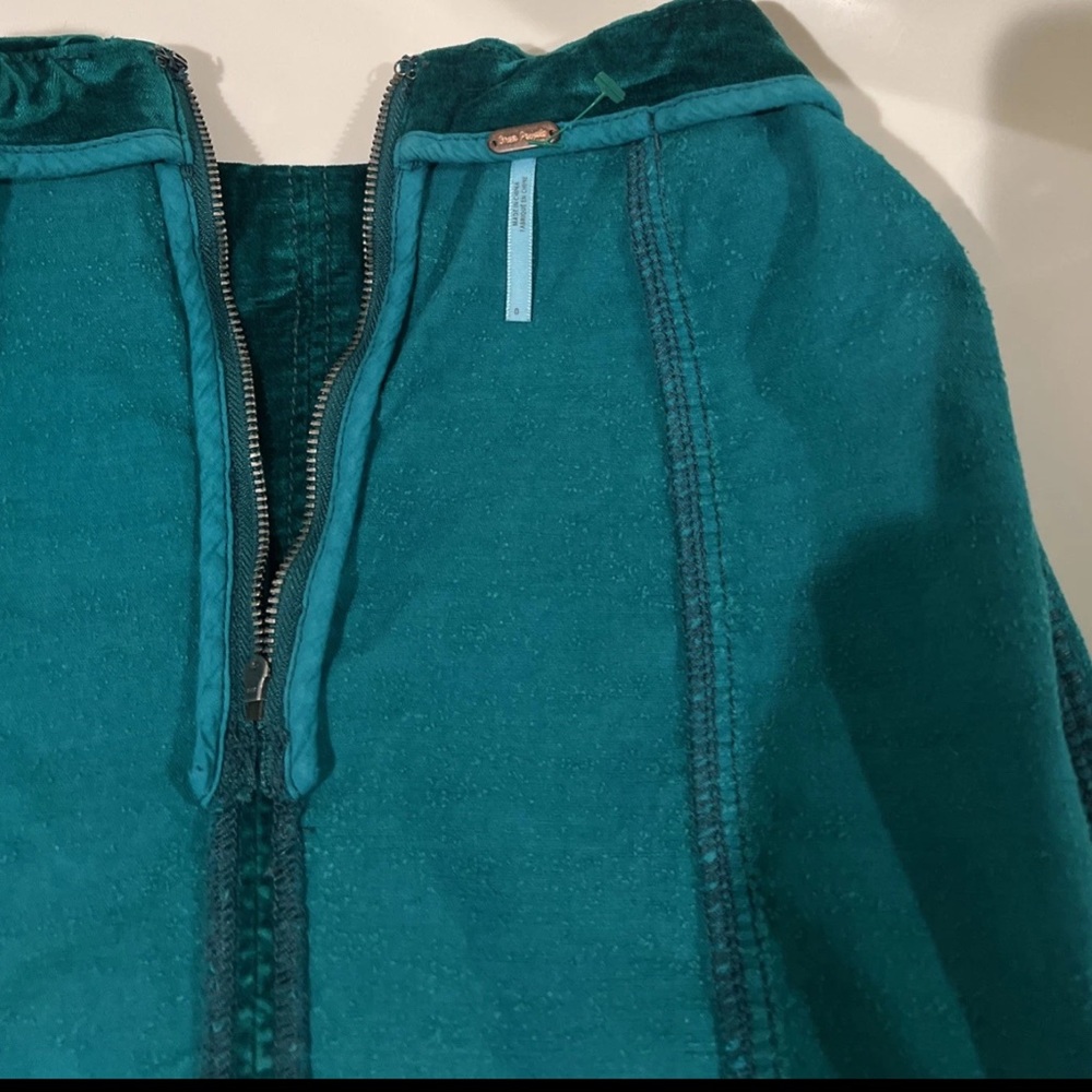 Free People Emerald Mini Skirt Teal Faux Suede Short Skirt Size 0 - Picture 8 of 10